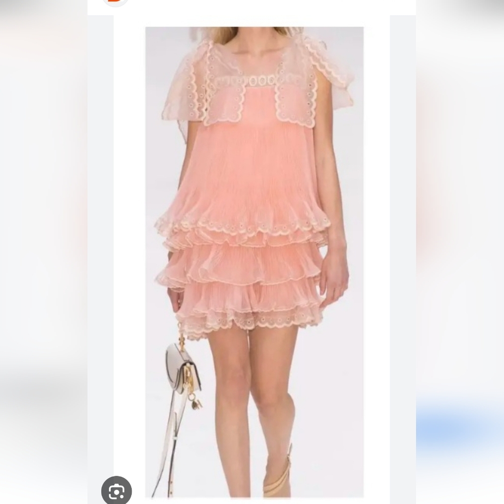 Beulah Strapless Pink Layered Dress Party Casual Formal Mini Dress size M